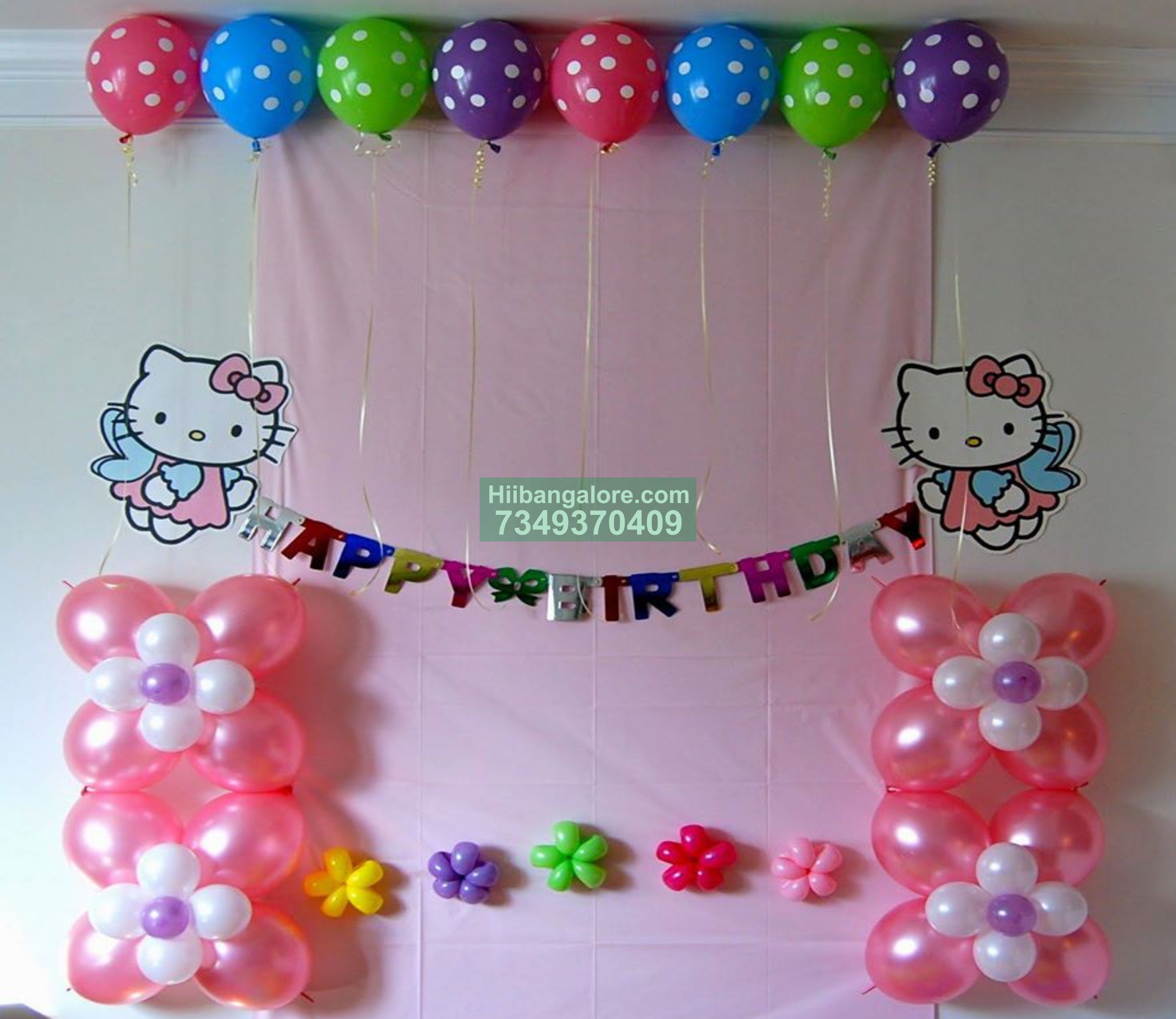 simple hello kitty balloon decor at home - Catering services ...