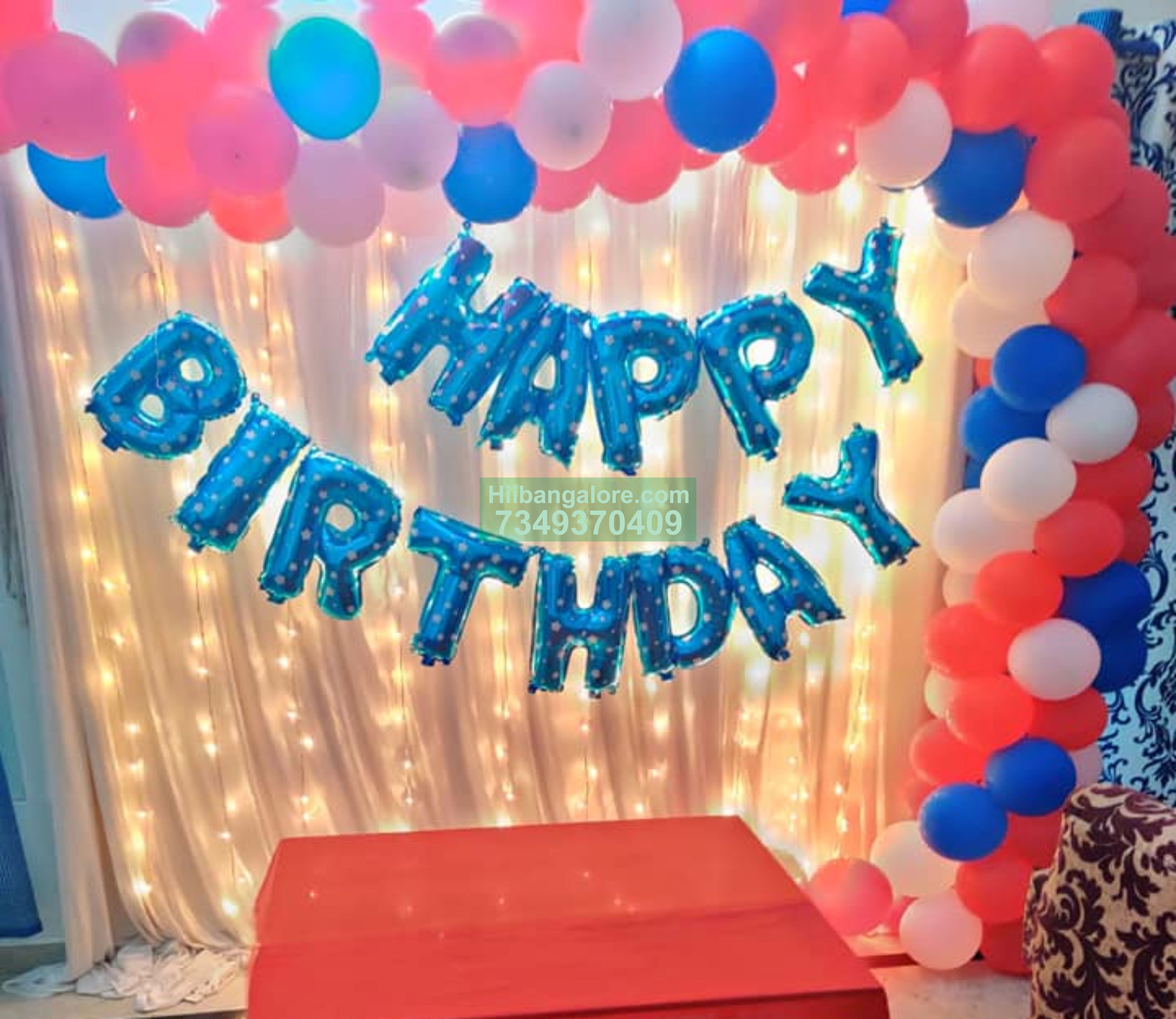 simple home birthday foil balloon decoration Bangalore