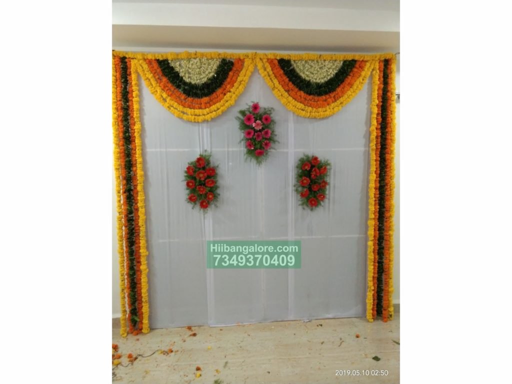 simple marigold engagement flower decoration Catering services in