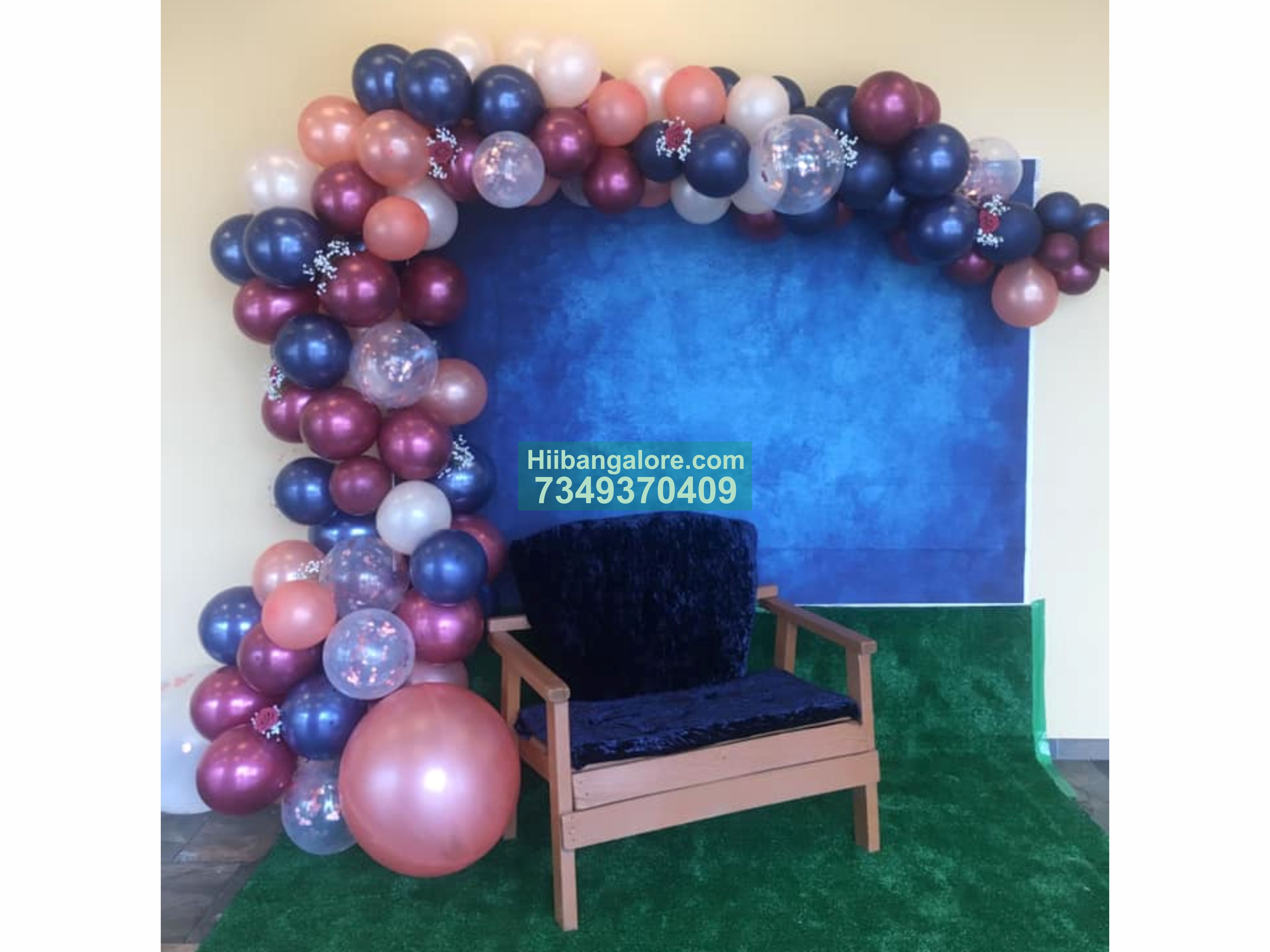 simple organic balloon arc decoration for engagement Bangalore