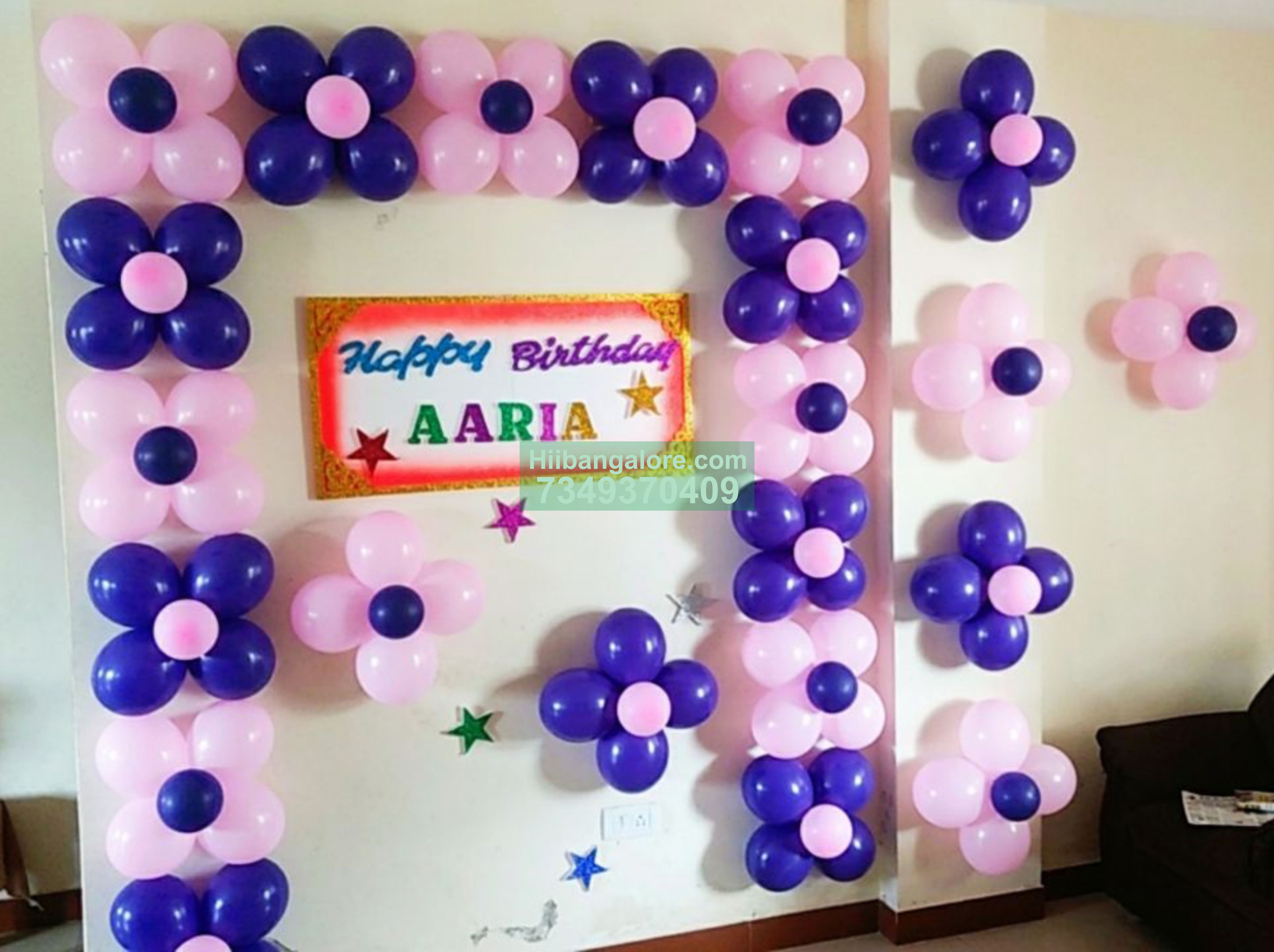 Simple Purple Pink Birthday Decoration At Home Best Party Anisers Balloon Decorators Caterers In Bangalore - How To Decorate Balloons In Birthday Party At Home