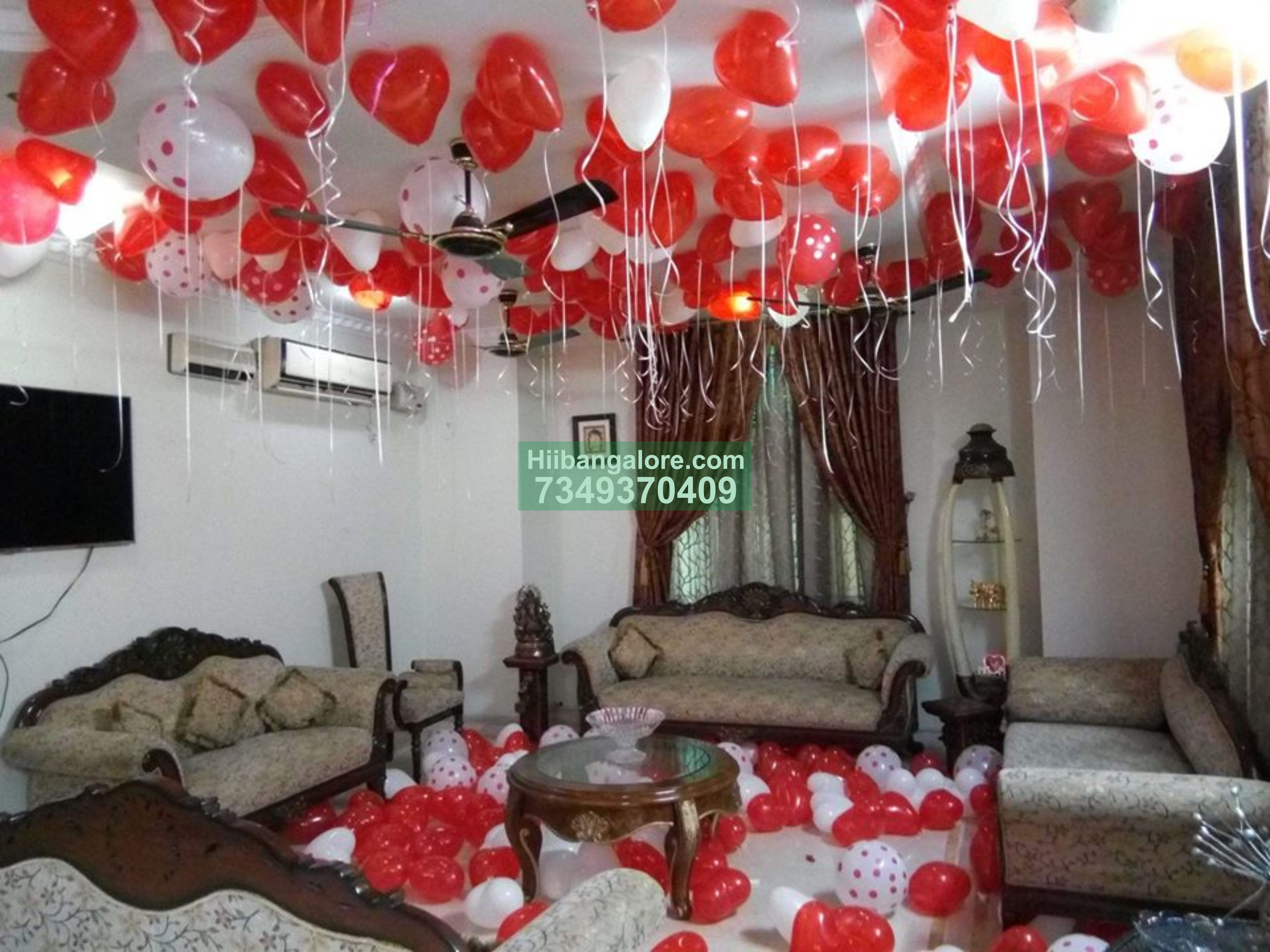 surprise heart shape balloon decoration at home Bangalore