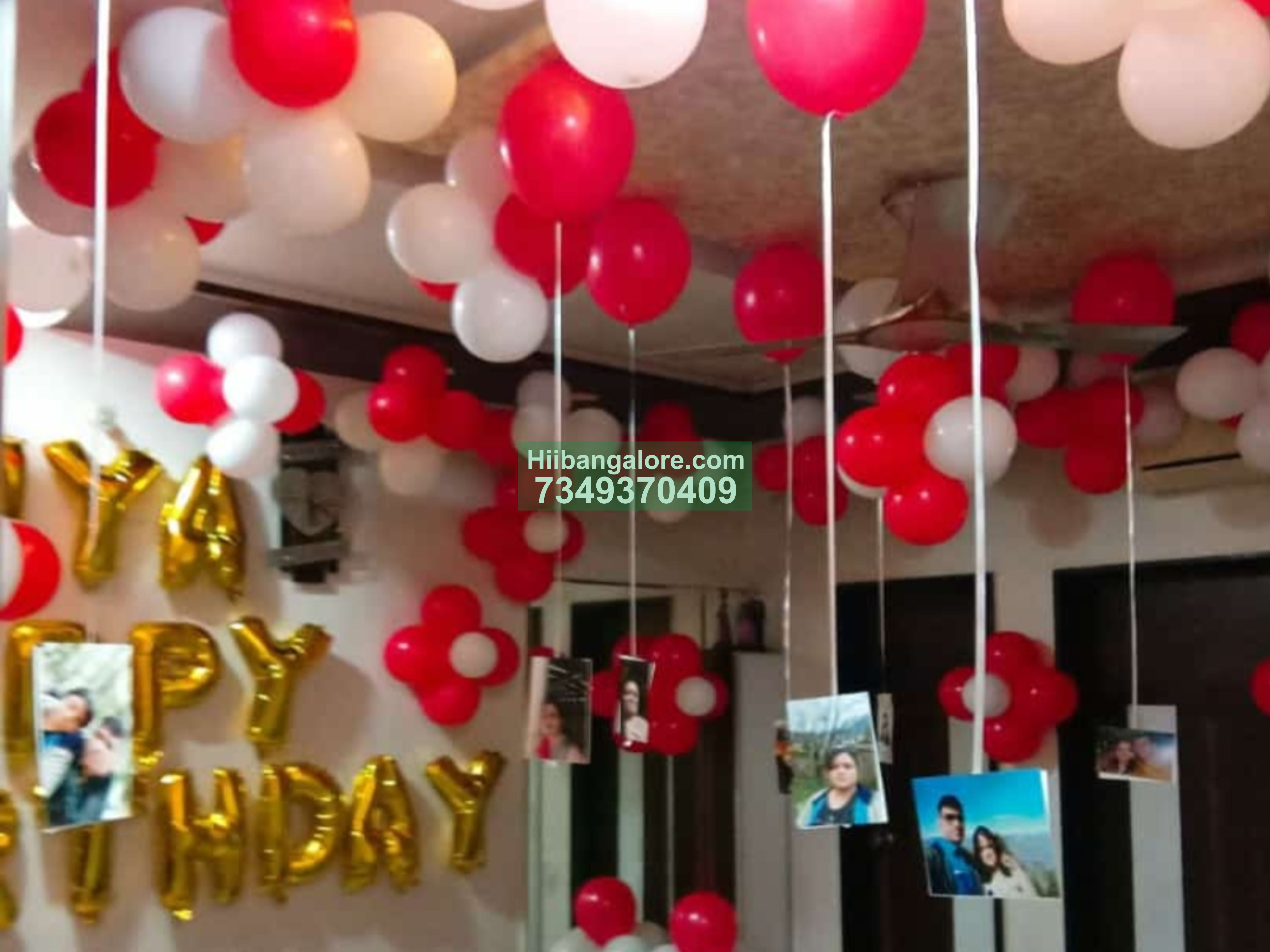 surprise red and white birthday decoration at home Bangalore