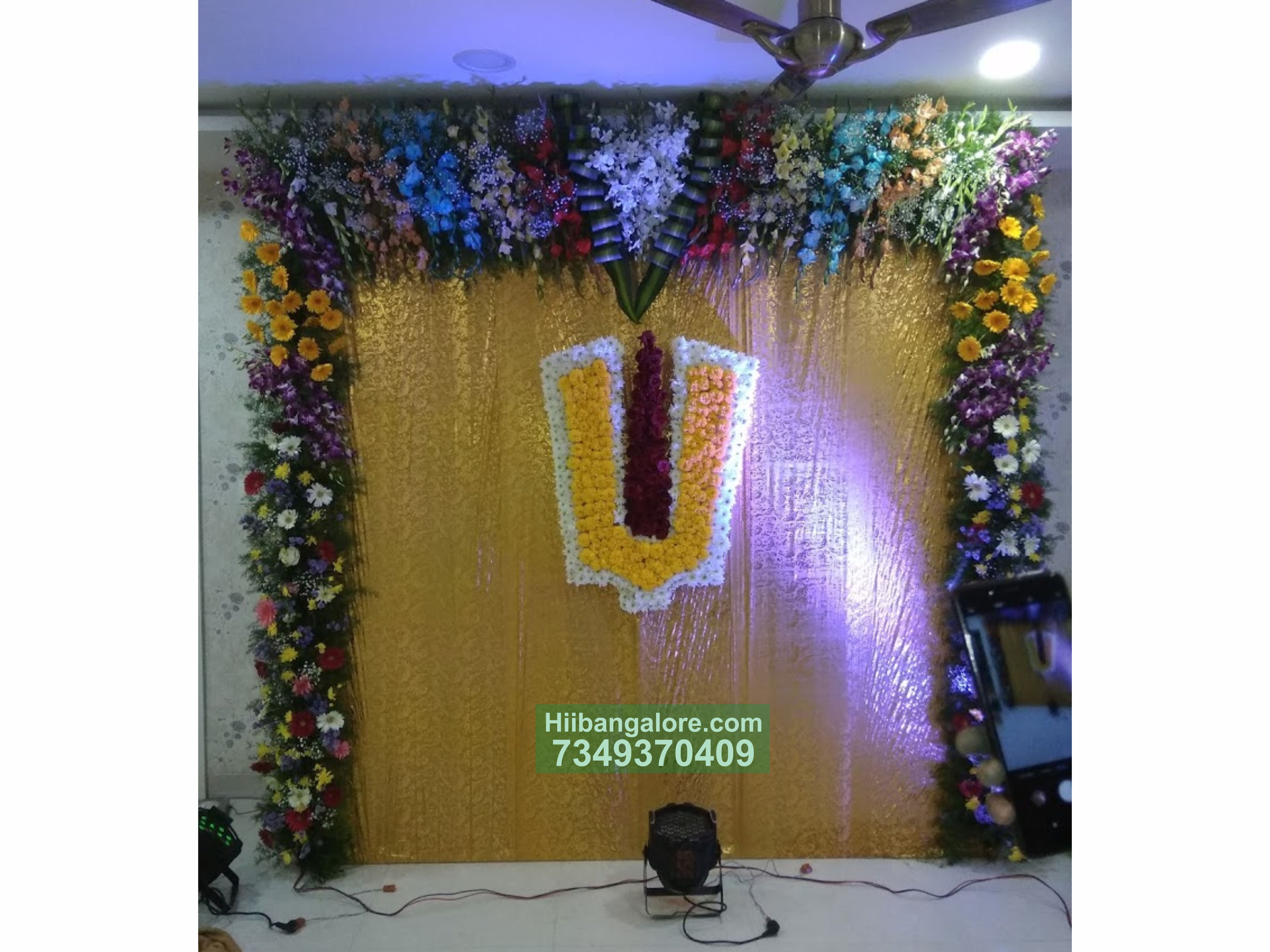 venkateshwara swamy backdrop flower decoration for engagement Bangalore