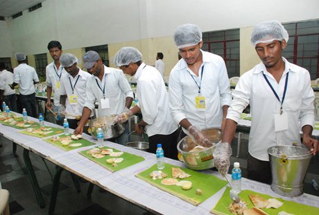 Serving food in wedding catering in Bangalore
