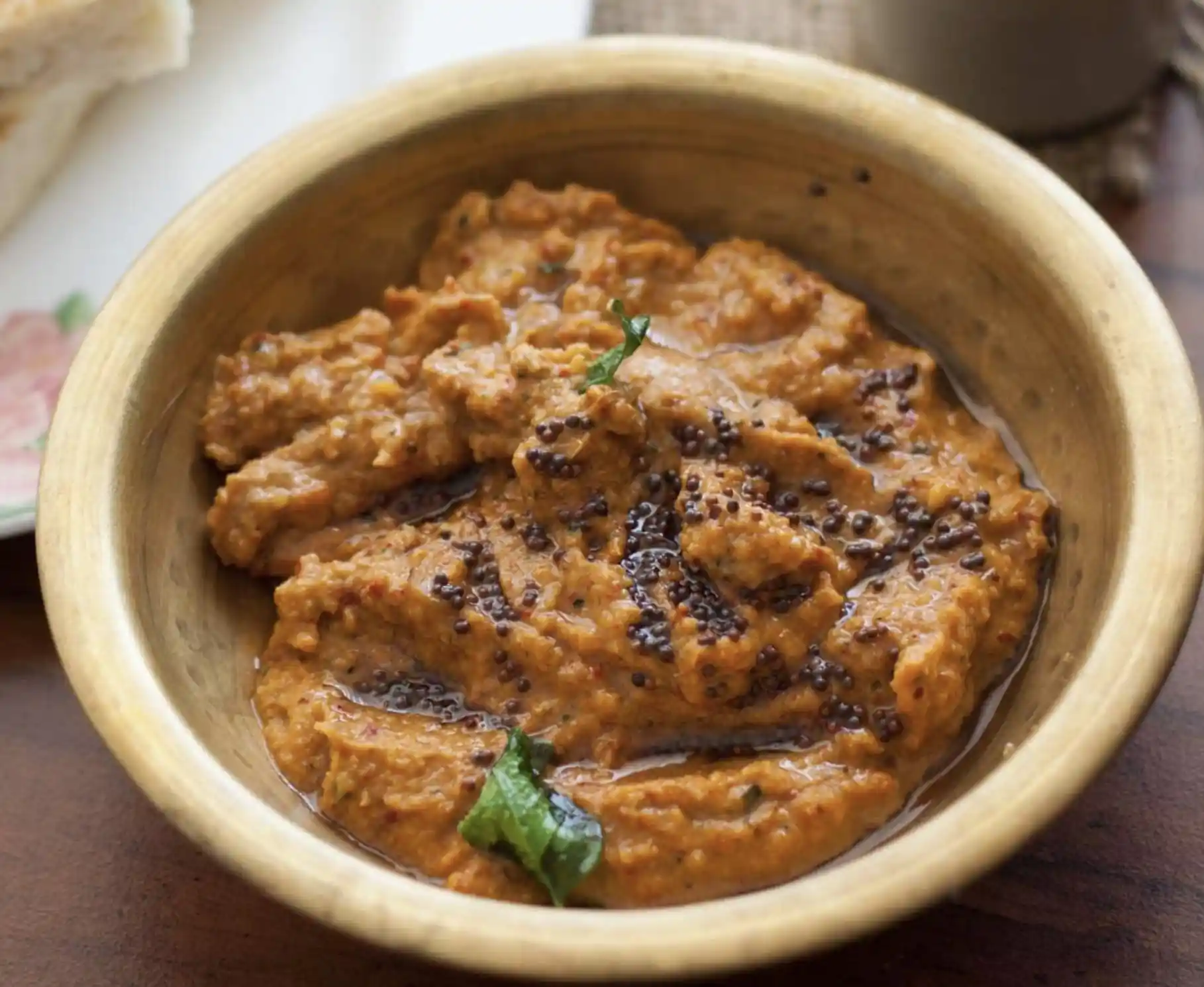 Spicy Andhra style allam chutney prepared for catering services