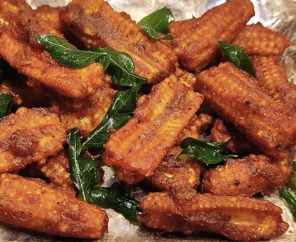 Andhra style baby corn 65 starter for catering services in Bangalore