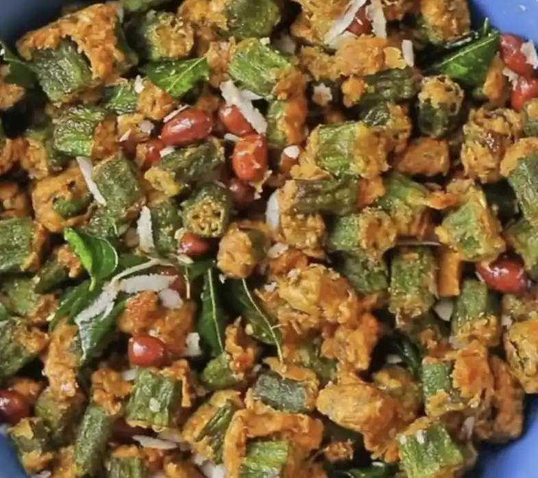 Andhra style bhendi 65 fry prepared for catering services in Bangalore