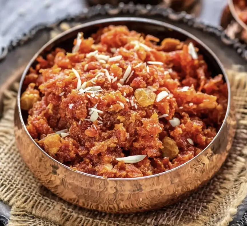 Carrot halwa served at Andhra style catering in Bangalore