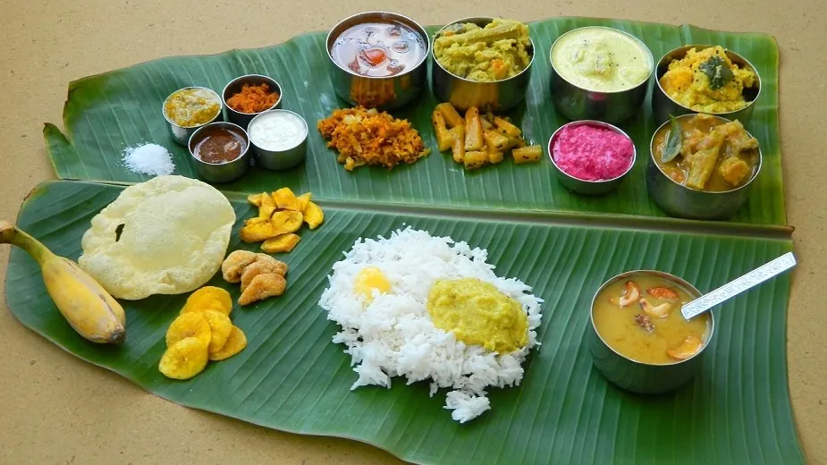 Traditional Andhra full meals served on banana leaf for catering in Bangalore