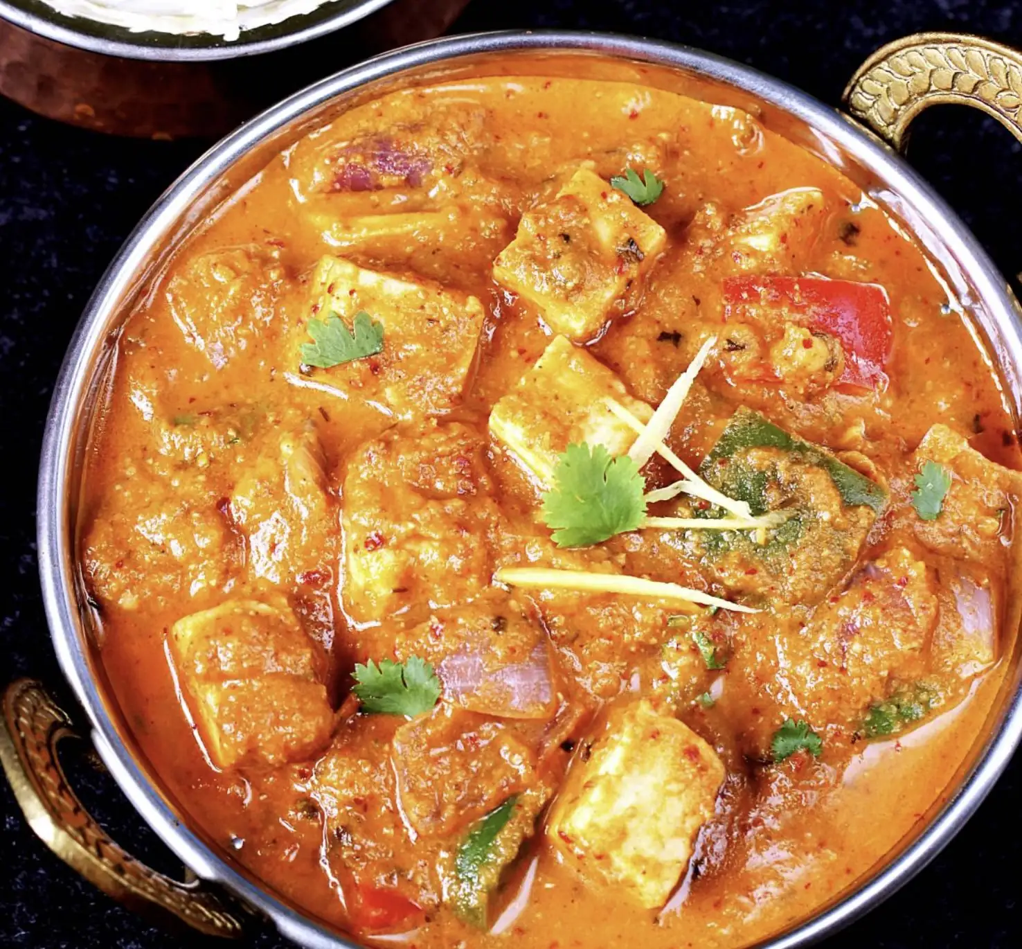 Spicy kadai paneer prepared for Andhra style catering services in Bangalore