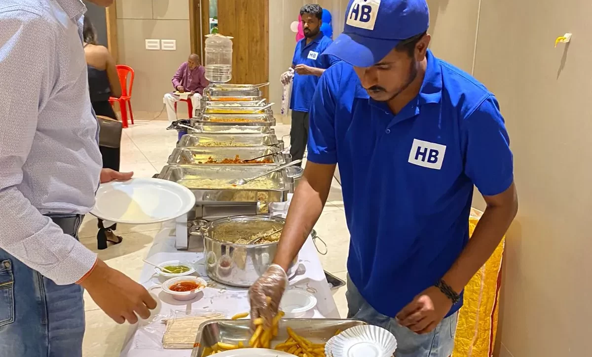 Andhra style kids birthday party catering services in Bangalore with professional buffet setup and live food service