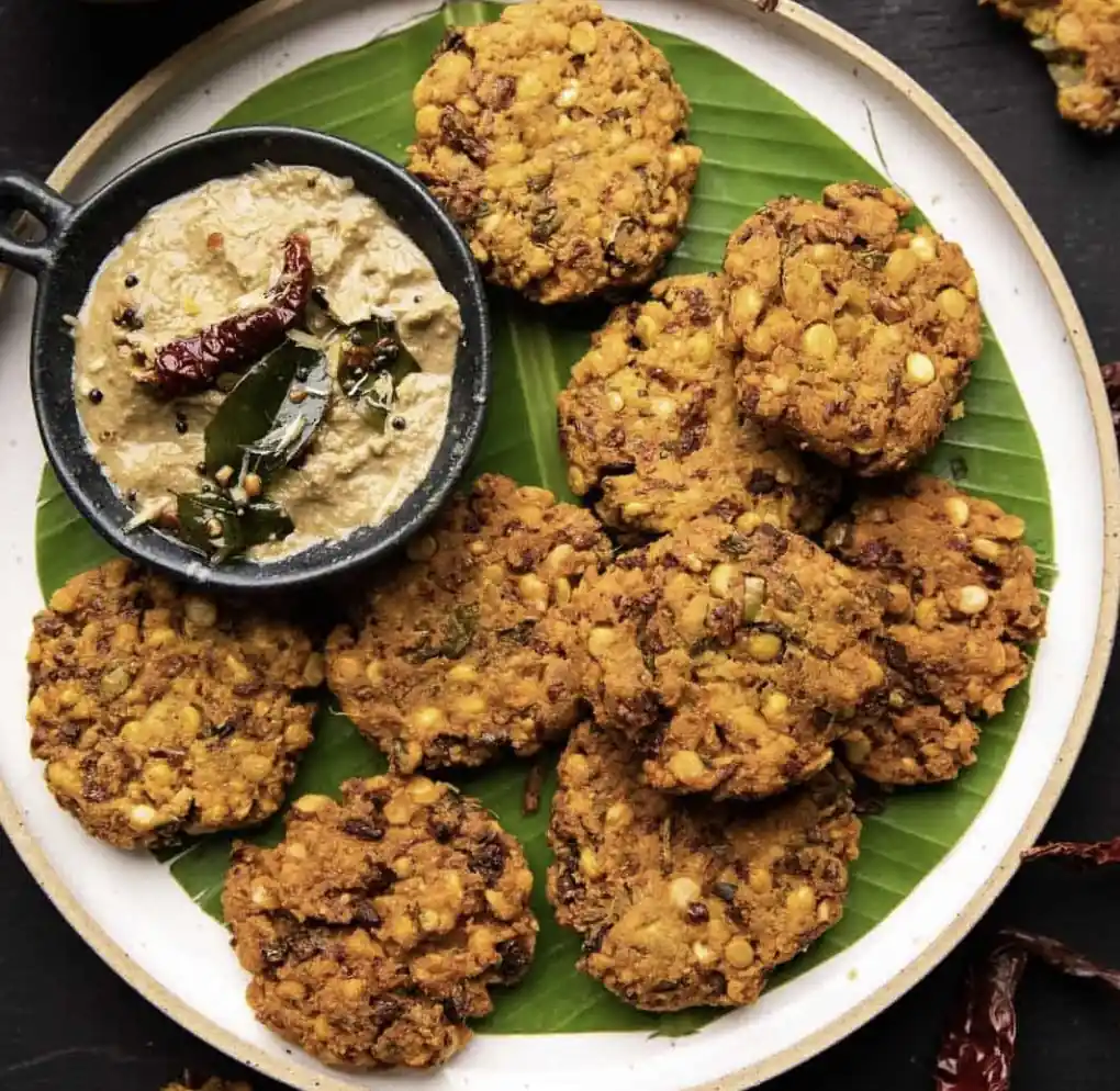 Crispy masala vada fritters served with chutney