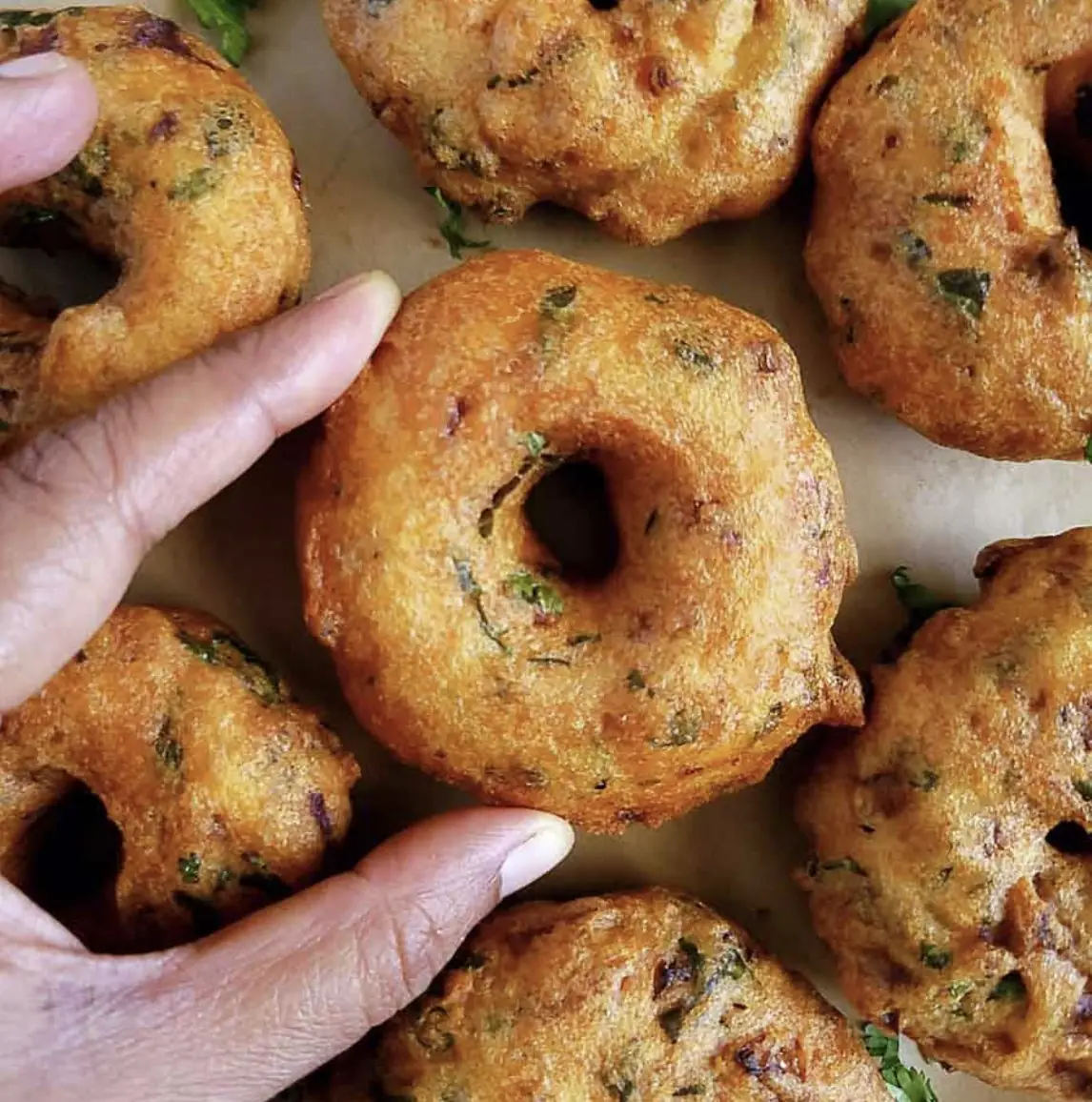 Crispy Andhra style minapa gare vada freshly prepared for catering in Bangalore