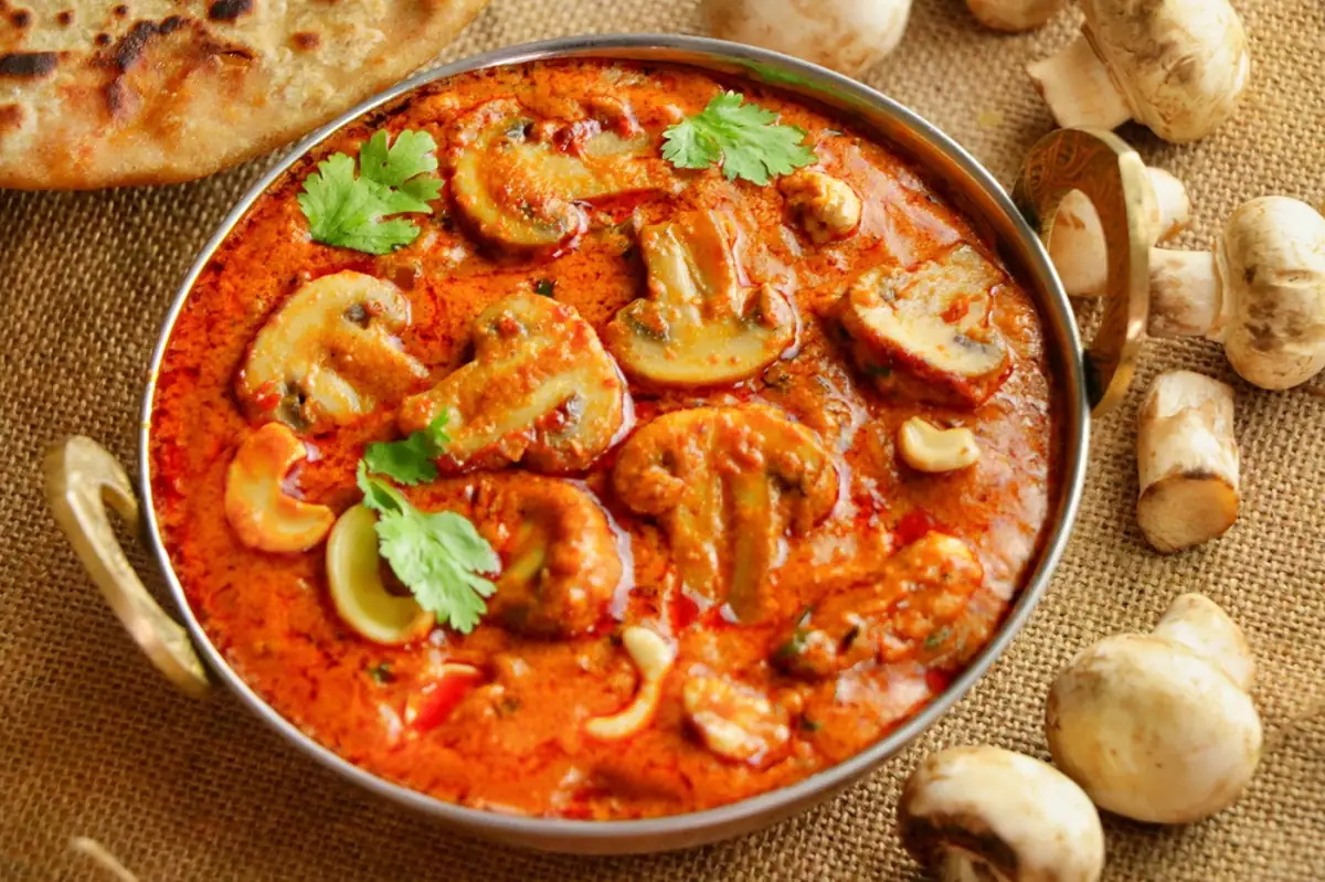 Spicy mushroom curry prepared for Andhra style catering services in Bangalore