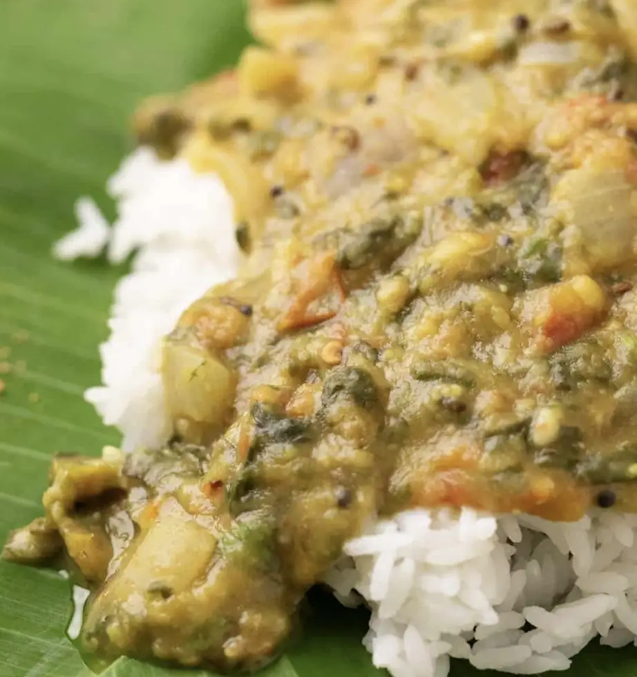 Traditional palakura pappu served in Andhra style catering Bangalore