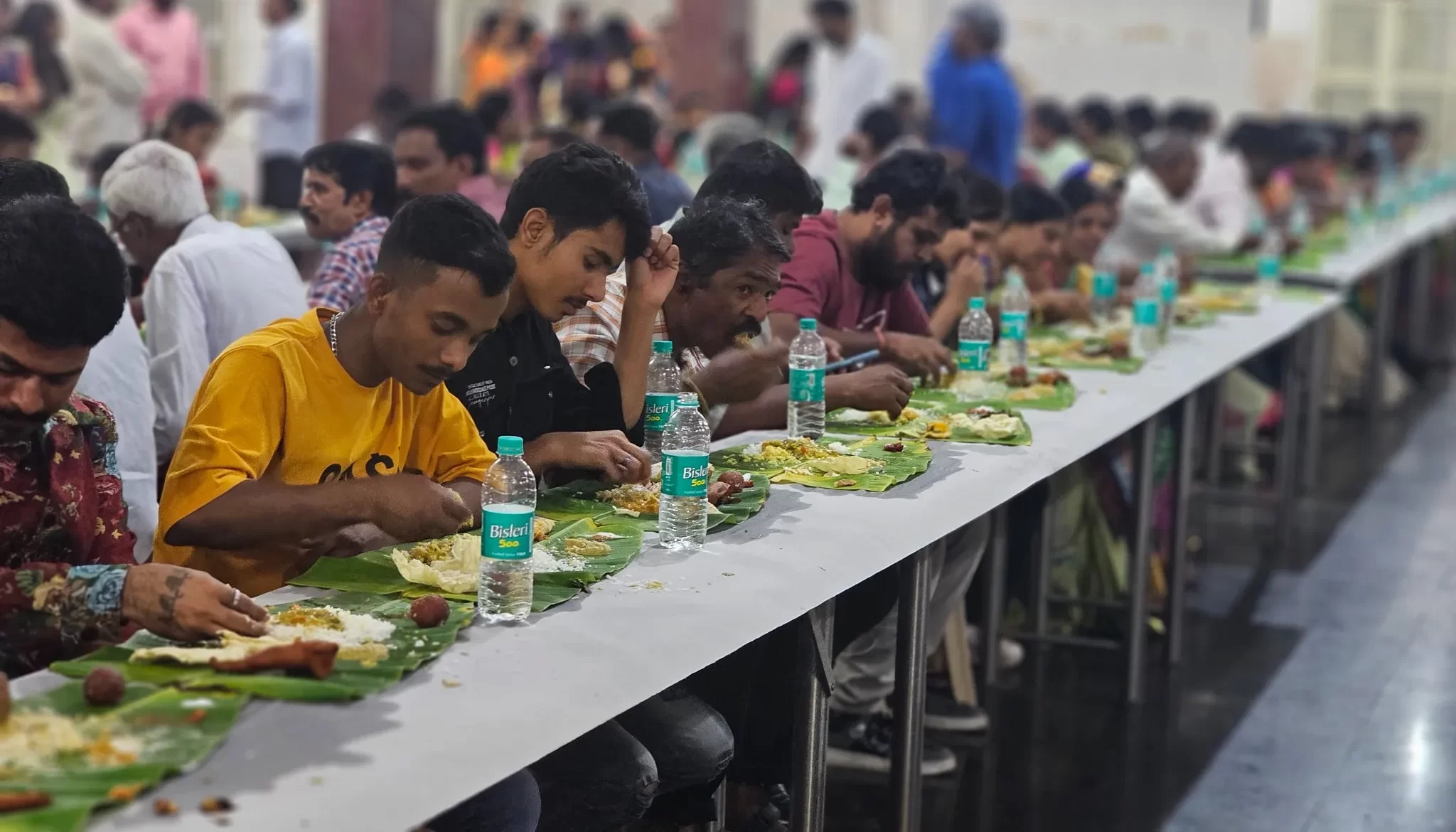 Andhra style wedding catering services in Bangalore serving traditional vegetarian banana leaf meals for large wedding gatherings