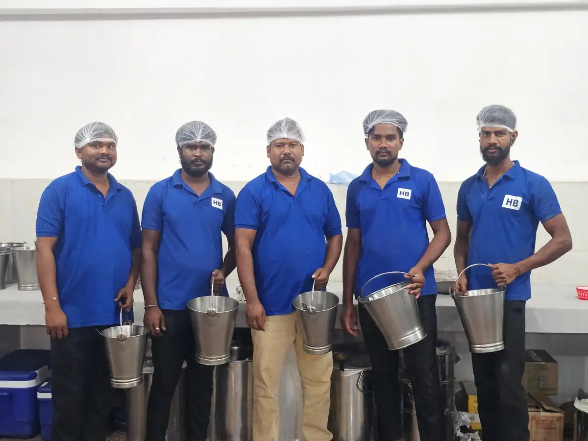 Experienced Andhra style cooks preparing food for wedding catering in Bangalore