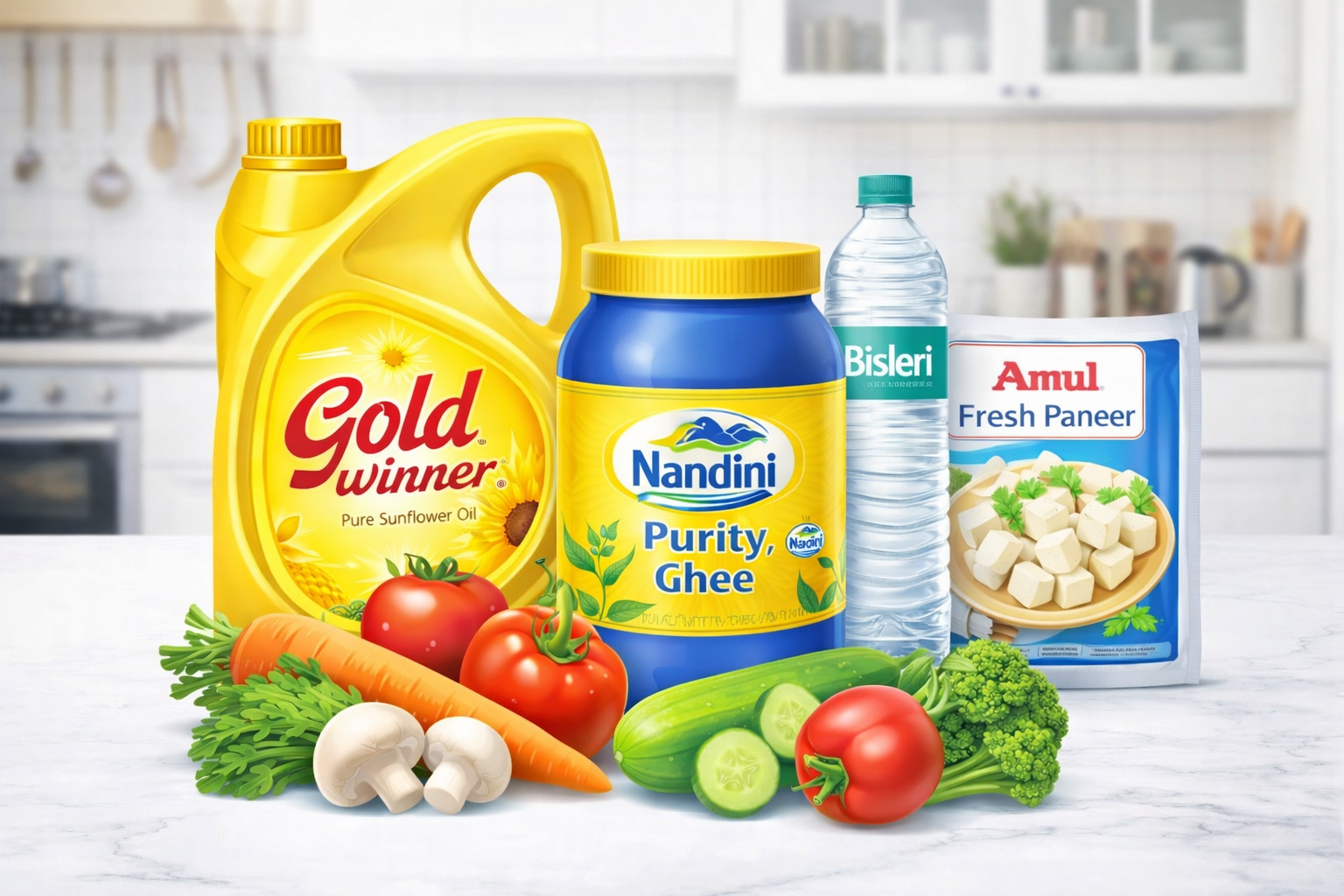 High-quality catering ingredients and branded products used by professional caterers in Bangalore