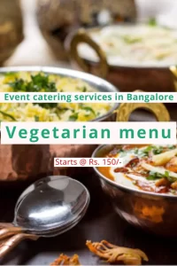 Vegetarian catering dishes served in copper bowls — veg catering services in Bangalore