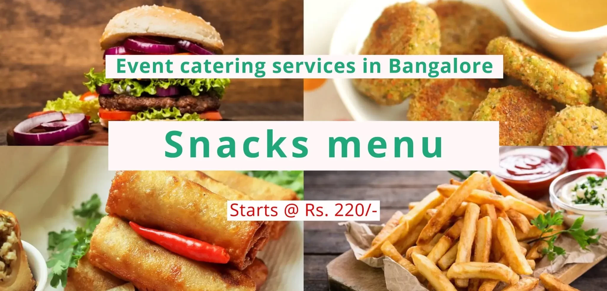 Vegetarian snacks catering setup for parties and events