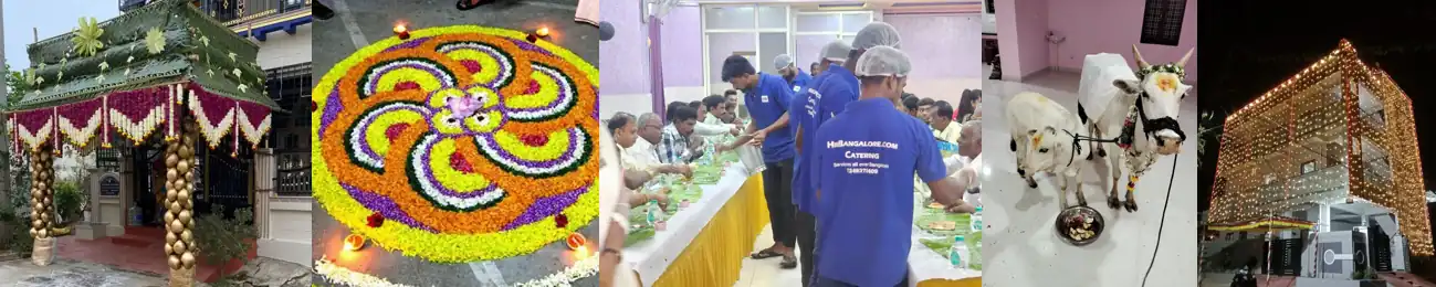 Gruhapravesham services in Bangalore with flower decoration, catering, photography and tent services