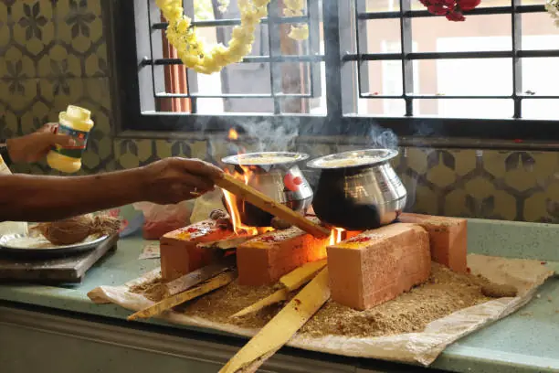 Milk boiling ceremony for new home house warming in Bangalore