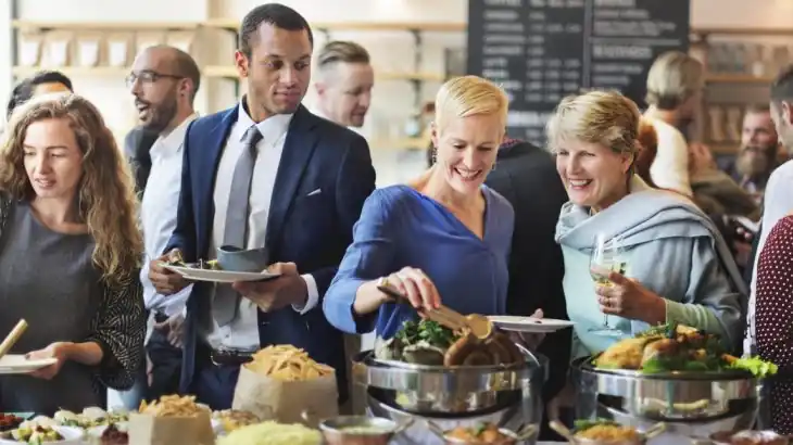 office party catering services in Bangalore with pure veg buffet setup