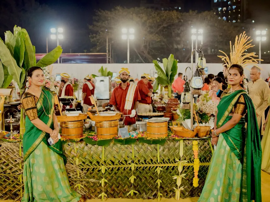 Wedding catering service in Bangalore providing vegetarian buffet and traditional meal service for wedding functions