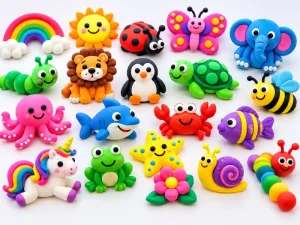 Colorful clay modelling crafts for kids at a birthday party in Bangalore
