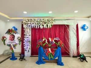 Customized flower decoration for naming ceremony in Bangalore
