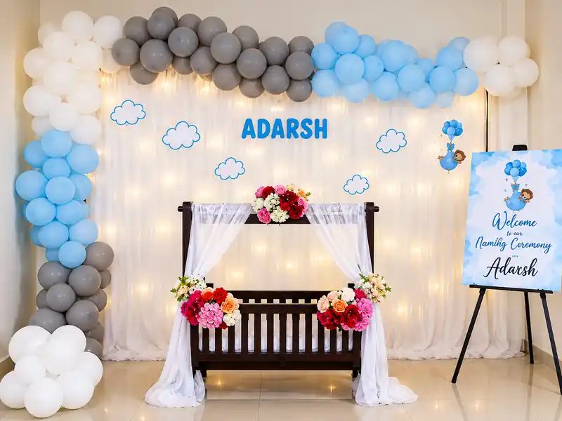 Balloon decoration for baby naming ceremony in Bangalore