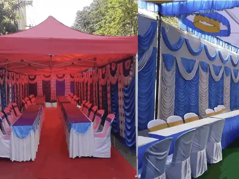 Naming ceremony tent decoration and seating setup in Bangalore