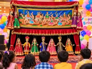 Traditional puppet show entertainment for children at a birthday party in Bangalore