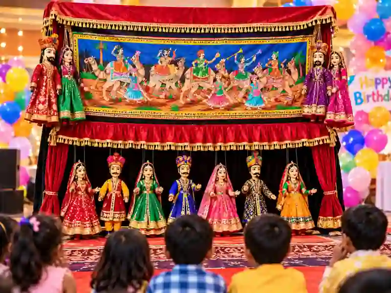 Traditional puppet show entertainment for children at a naming ceremony in Bangalore
