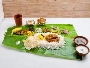 Traditional Karnataka style vegetarian catering served on banana leaf in Bangalore