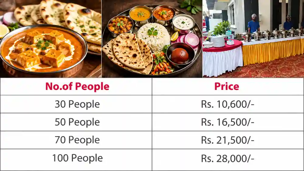 North Indian regular vegetarian catering menu with pricing in Bangalore