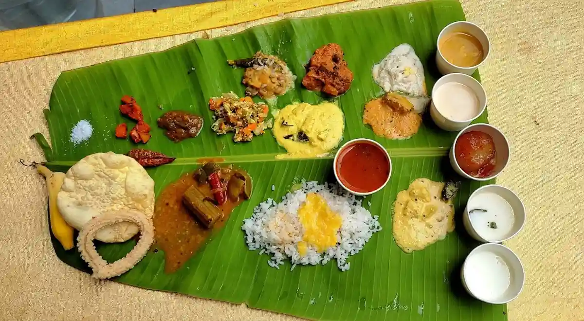 South Indian vegetarian catering in Bangalore featuring traditional banana leaf meal