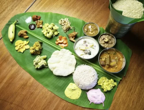 Andhra dishes beautifully served on banana leaf for traditional dining