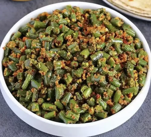 Andhra style beans vepudu vegetable fry for catering in Bangalore