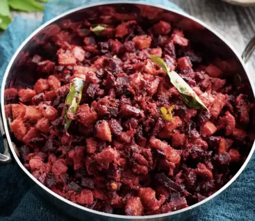 Andhra style carrot beetroot vepudu for catering services in Bangalore