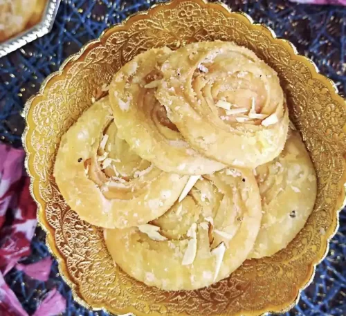 Crispy chiroti with badam milk at Andhra style catering Bangalore