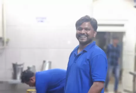 Andhra style cooks preparing food for catering services in Bangalore