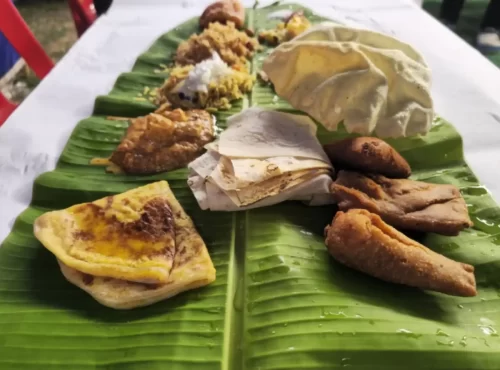 Complete Andhra meal thali with rice, curries, snacks and sweets
