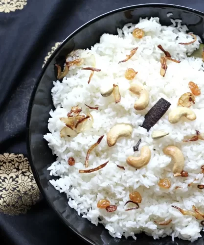 Ghee rice cooked in Andhra style for catering events