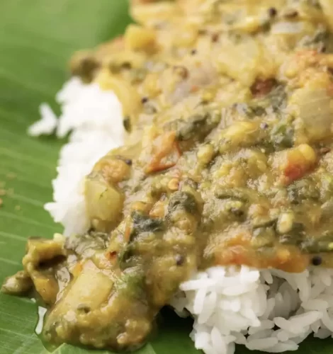 Traditional palakura pappu served in Andhra style catering Bangalore