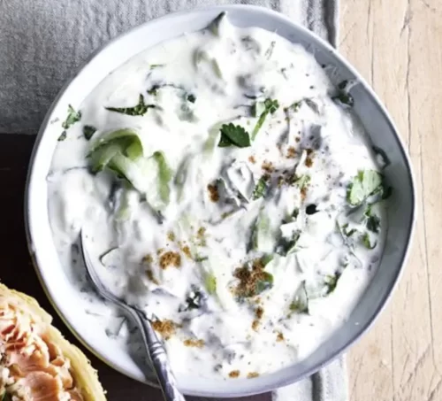 Andhra style raita served fresh as part of catering services in Bangalore