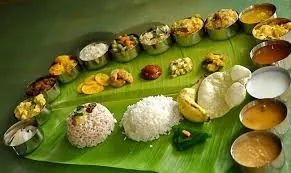 Traditional Andhra meals served on banana leaf by caterers in Bangalore