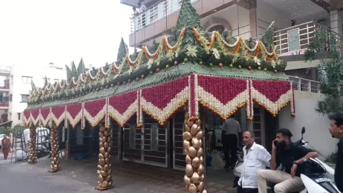 Pooja flower chappara decoration for traditional gruhapravesha ceremony