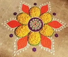Flower rangoli design for gruhapravesham ceremony in Bangalore